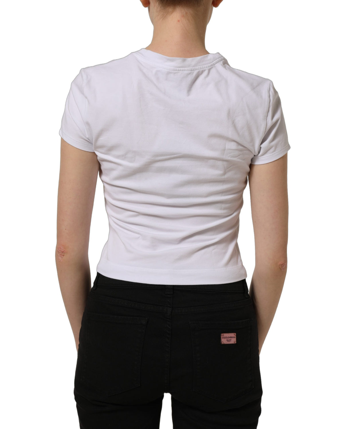 White Floral Logo Print Crew Neck T-shirt