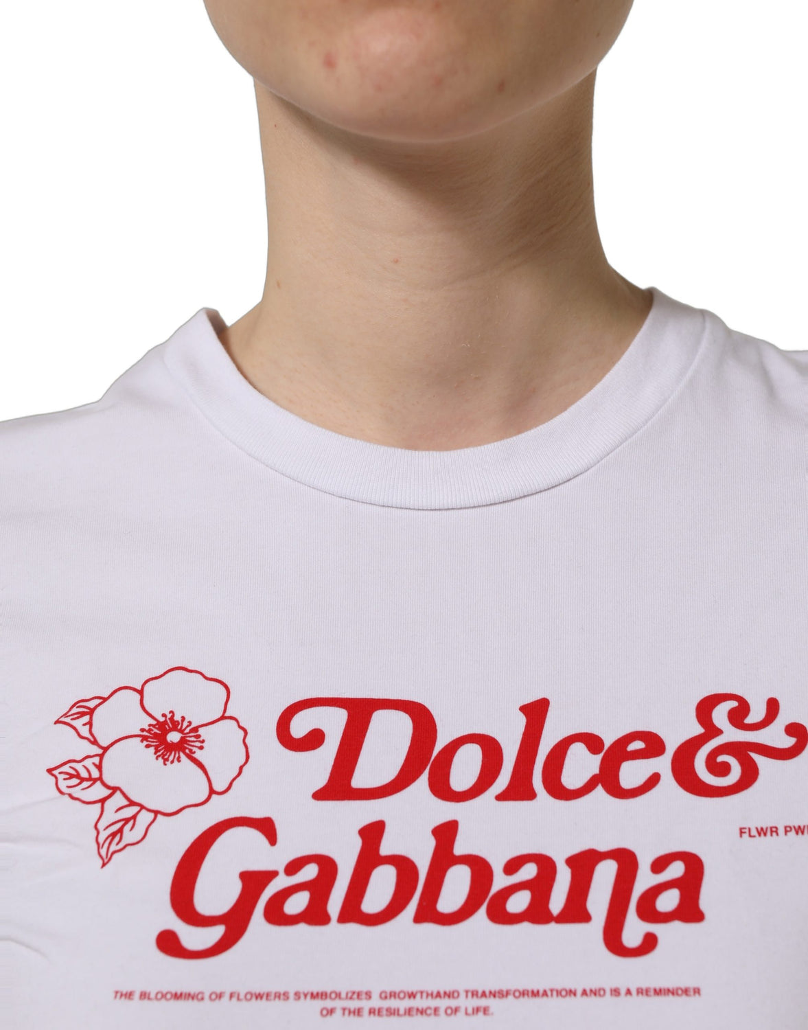 White Floral Logo Print Crew Neck T-shirt