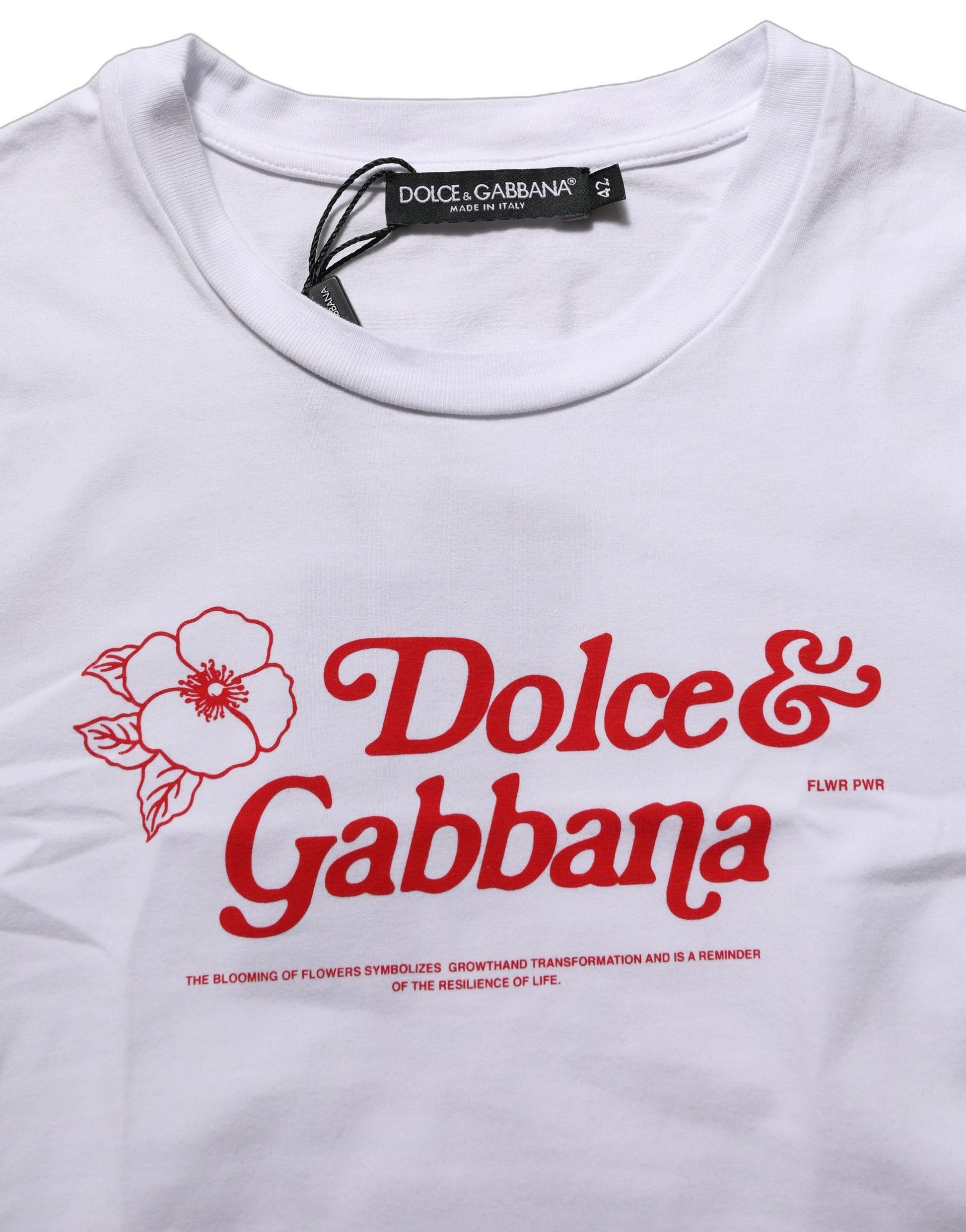 White Floral Logo Print Crew Neck T-shirt