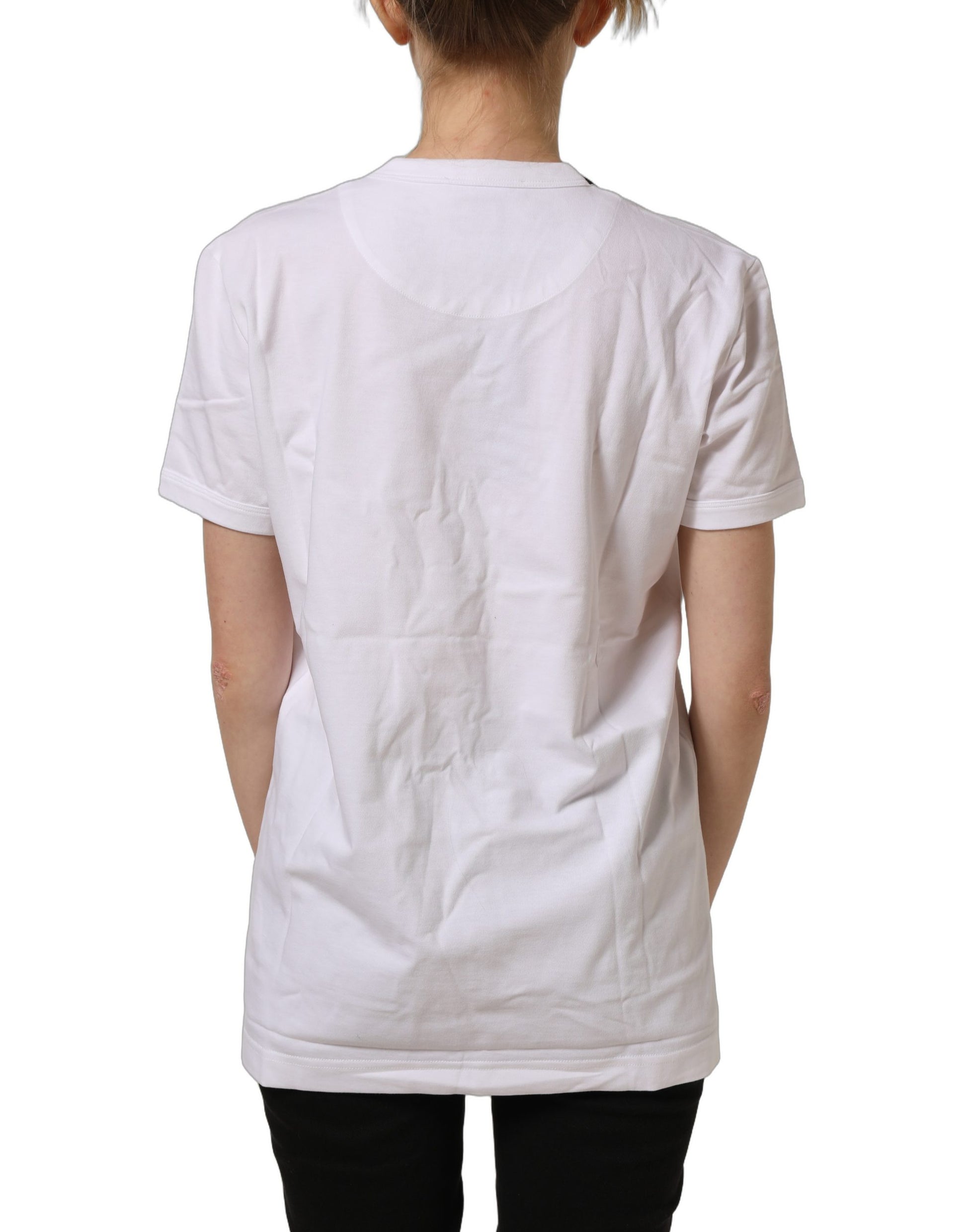 White Cotton Crew Neck Short Sleeves T-shirt