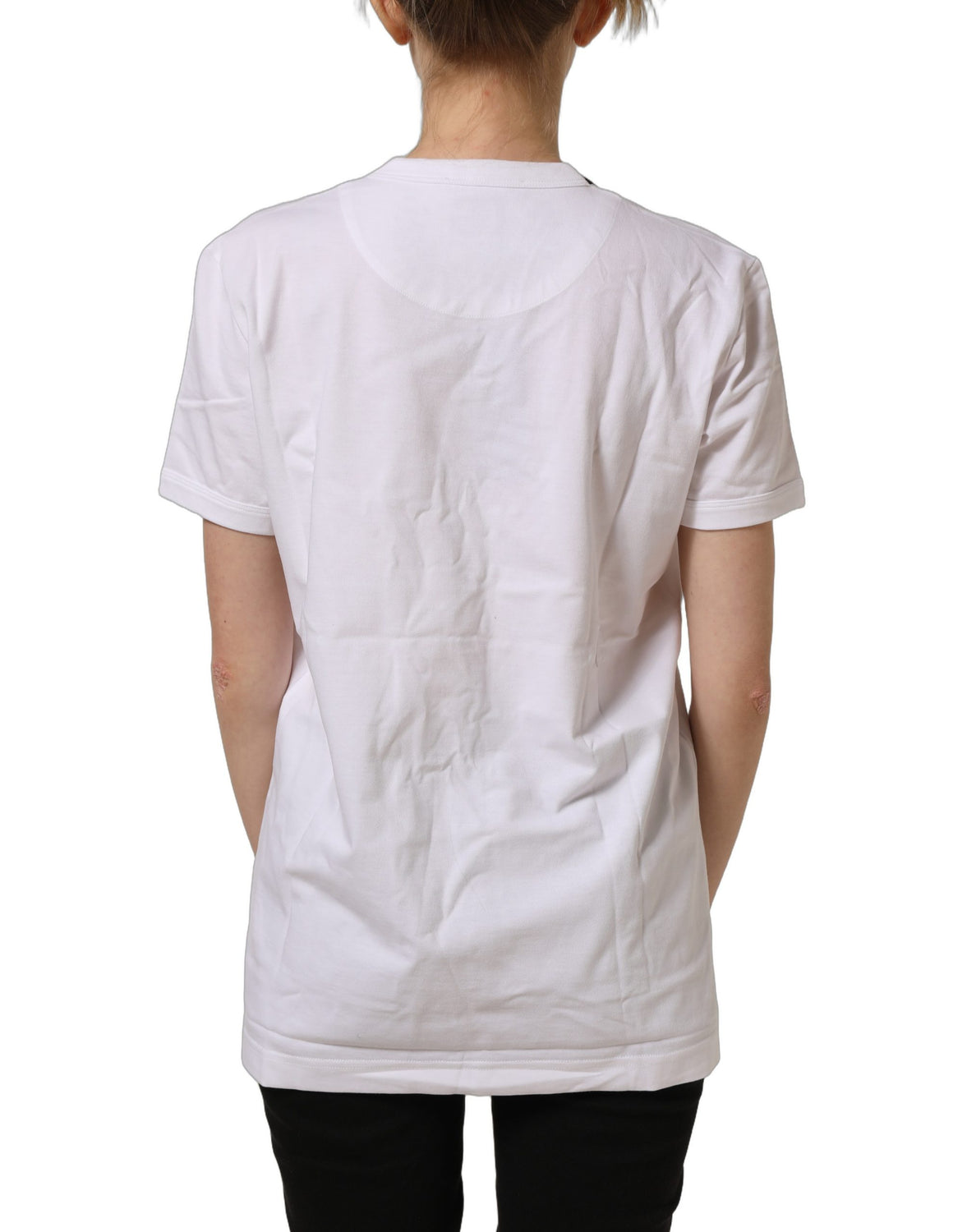 White Cotton Crew Neck Short Sleeves T-shirt