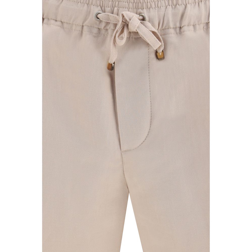 Beige Linen Bermuda Shorts
