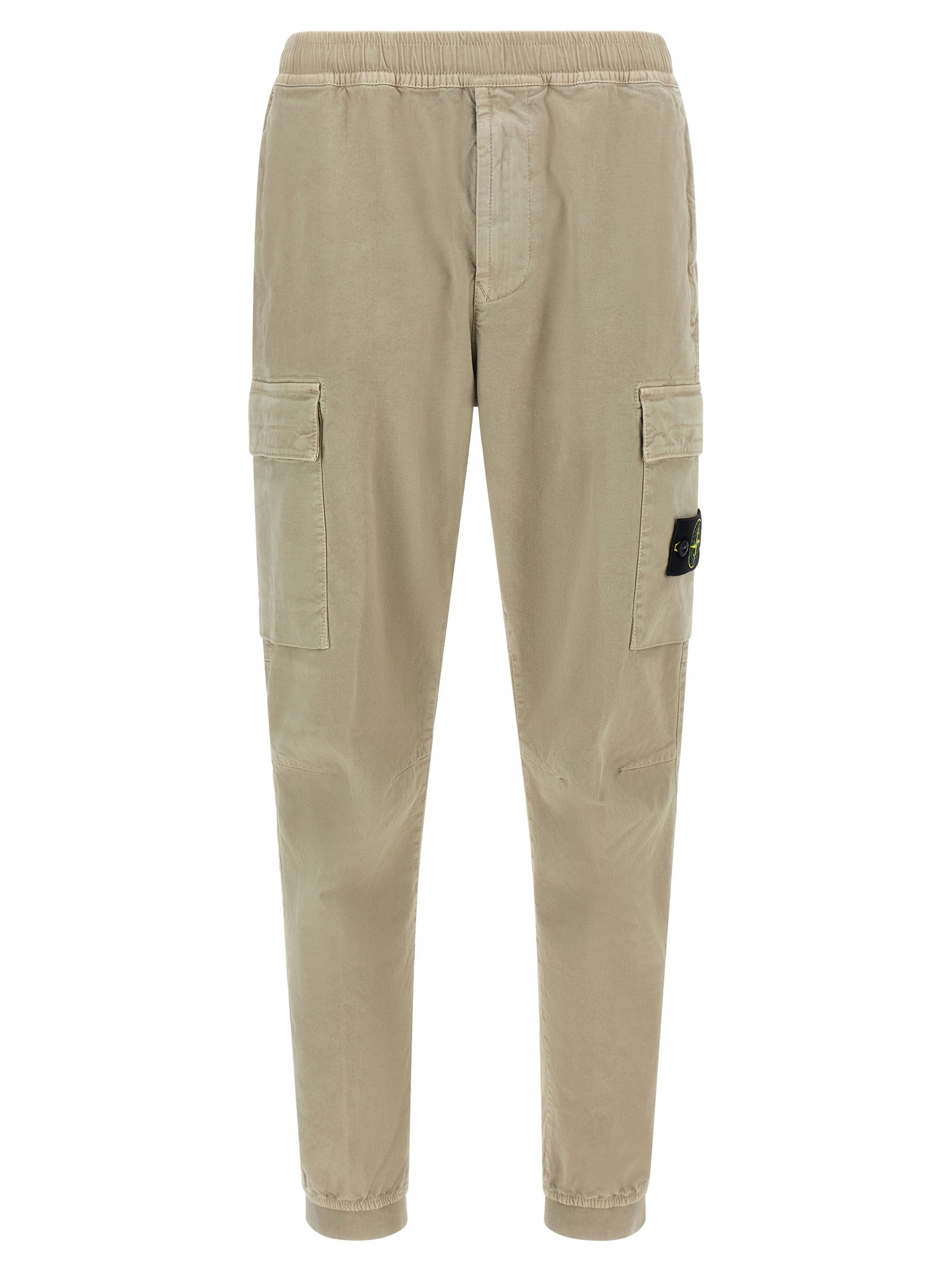 Beige Cotton Cargo Pants