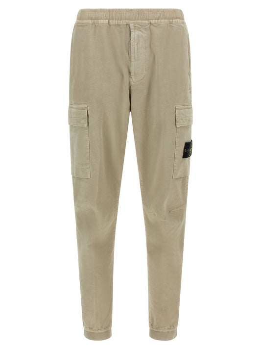 Beige Cotton Cargo Pants