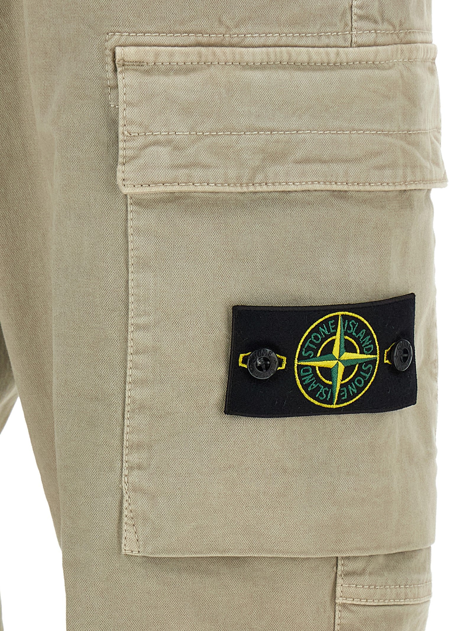Beige Cotton Cargo Pants