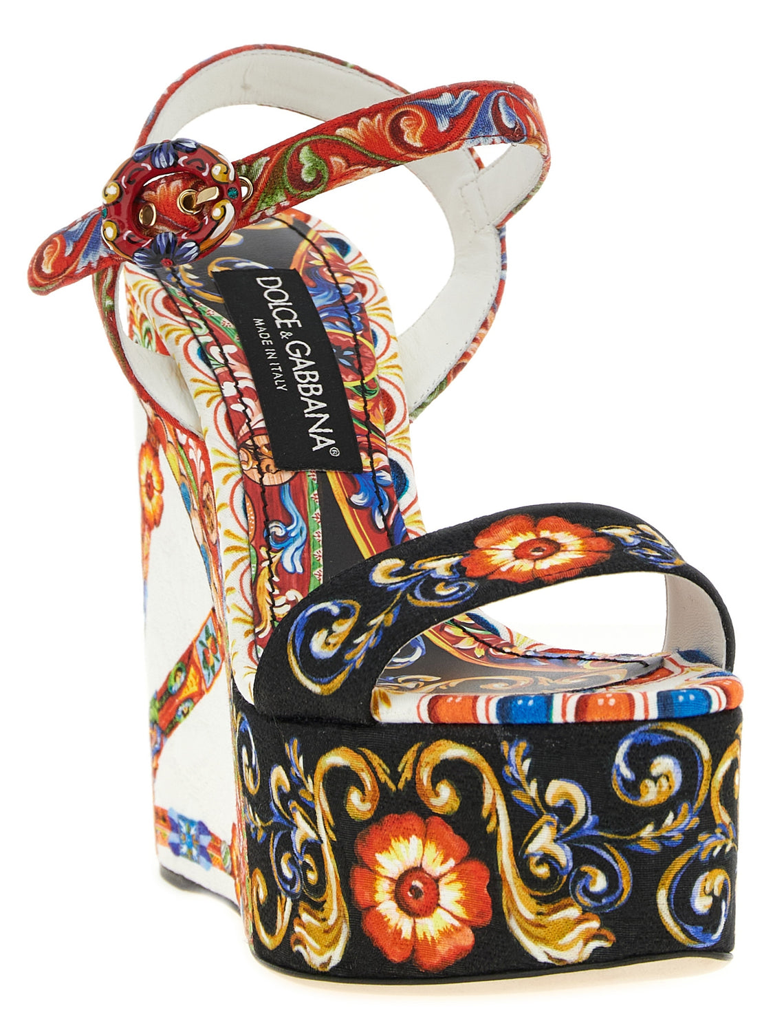 Multicolor Viscose Wedge Sandals