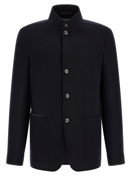 Blue Cashmere Full-Length Jacket