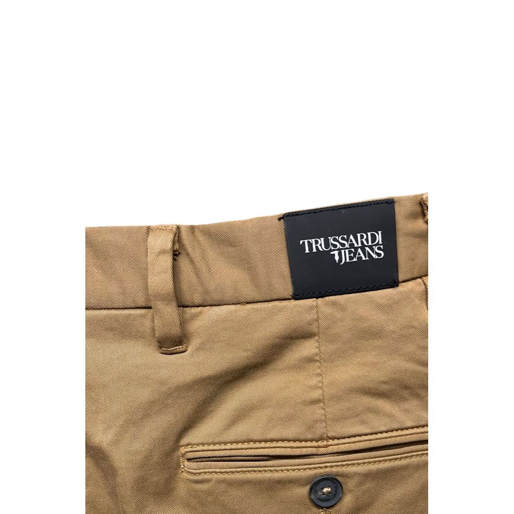 Beige Cotton Men Pants