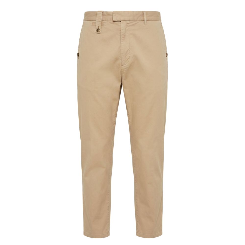 Beige Cotton Men Pants