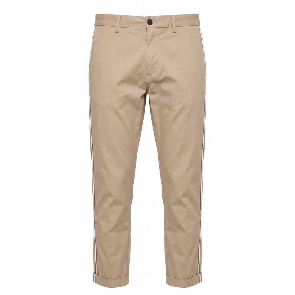 Beige Cotton Men Pants