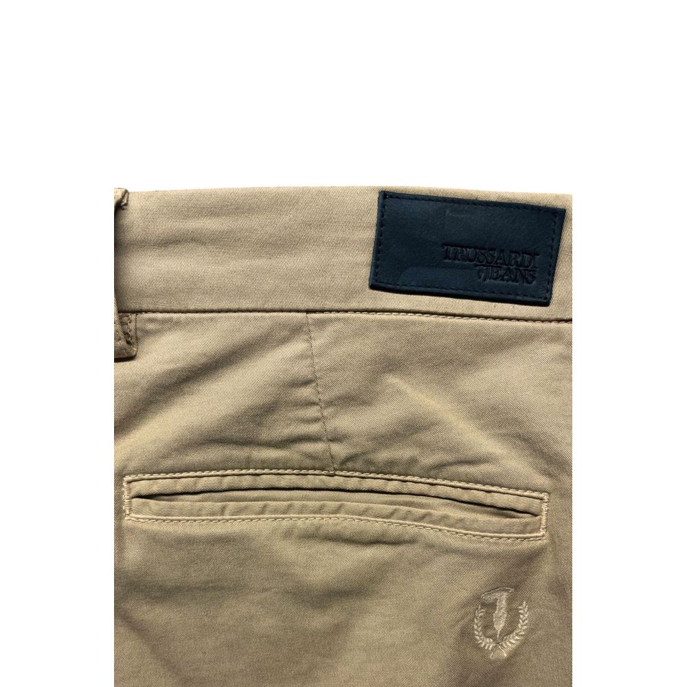 Beige Cotton Men Pants