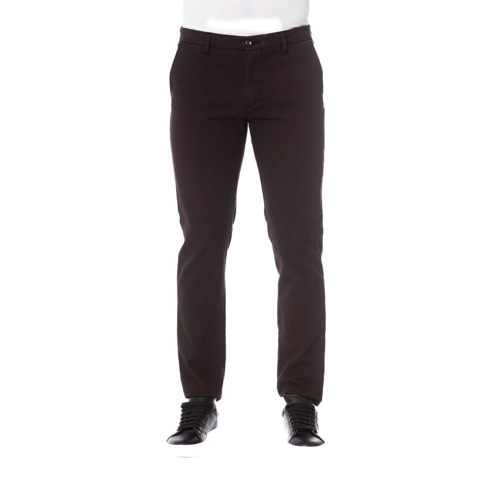 Brown Cotton Men Trouser