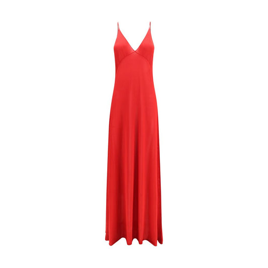 Red Silk Casual Dress