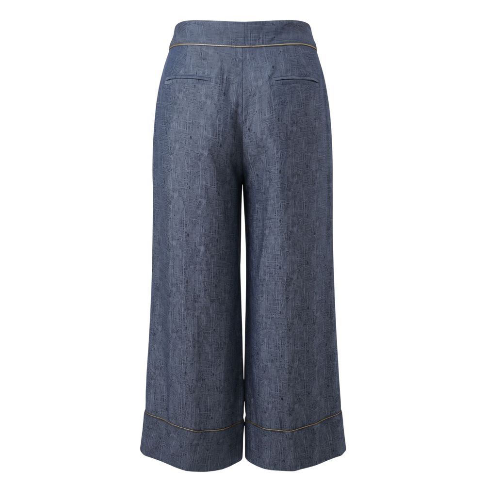 Blue Viscose Women Pants