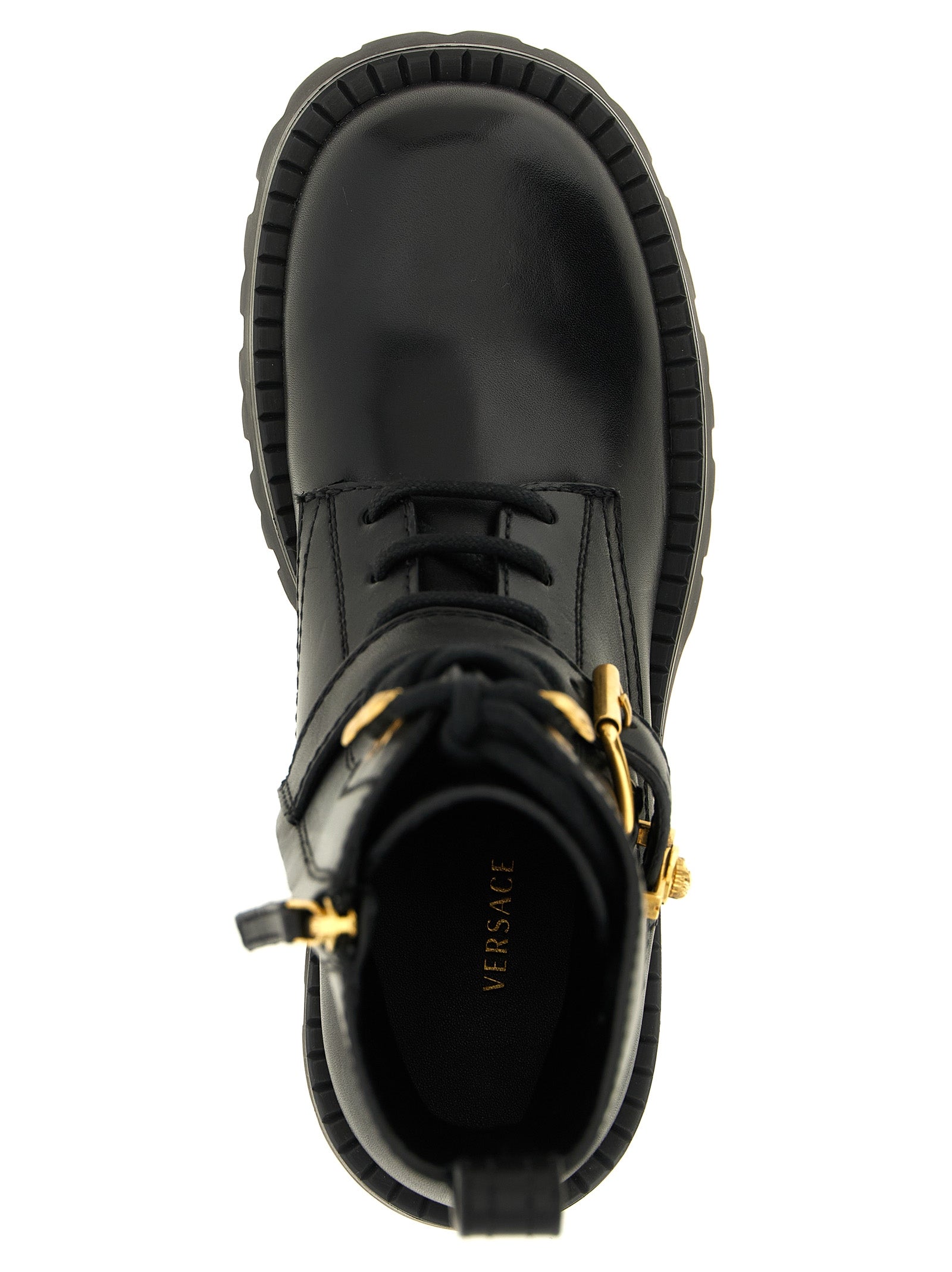 Black Calfskin Lace-Up Boots