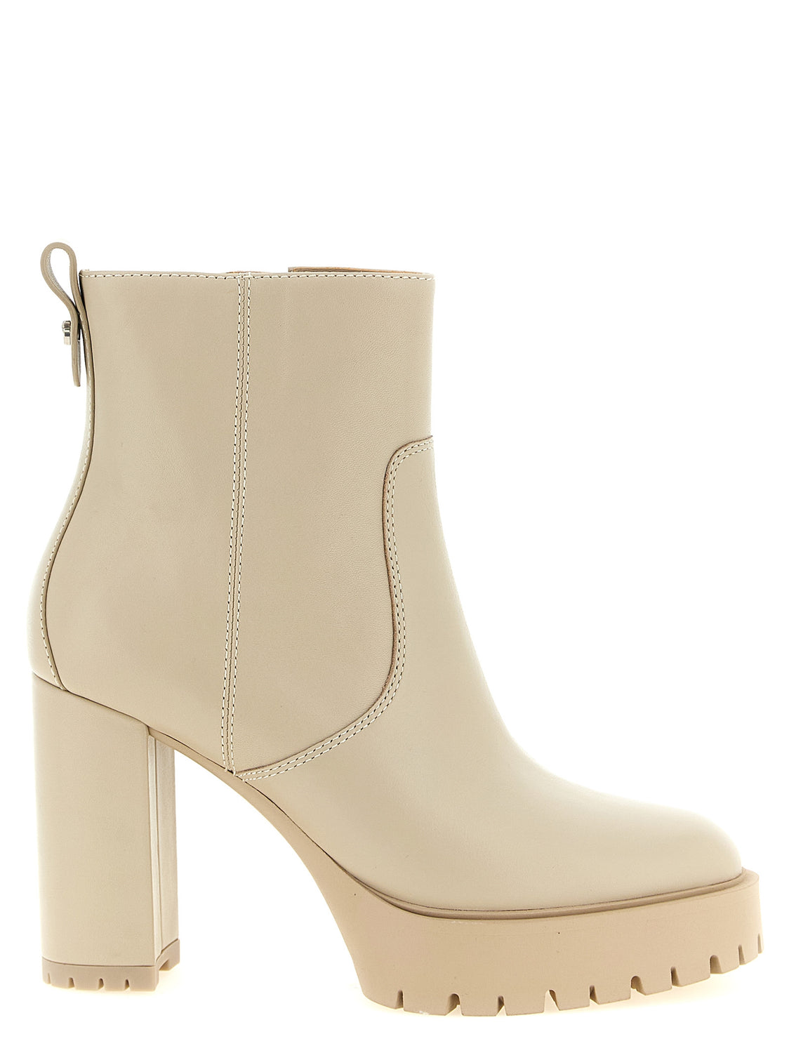 White Cowhide Ankle Boots