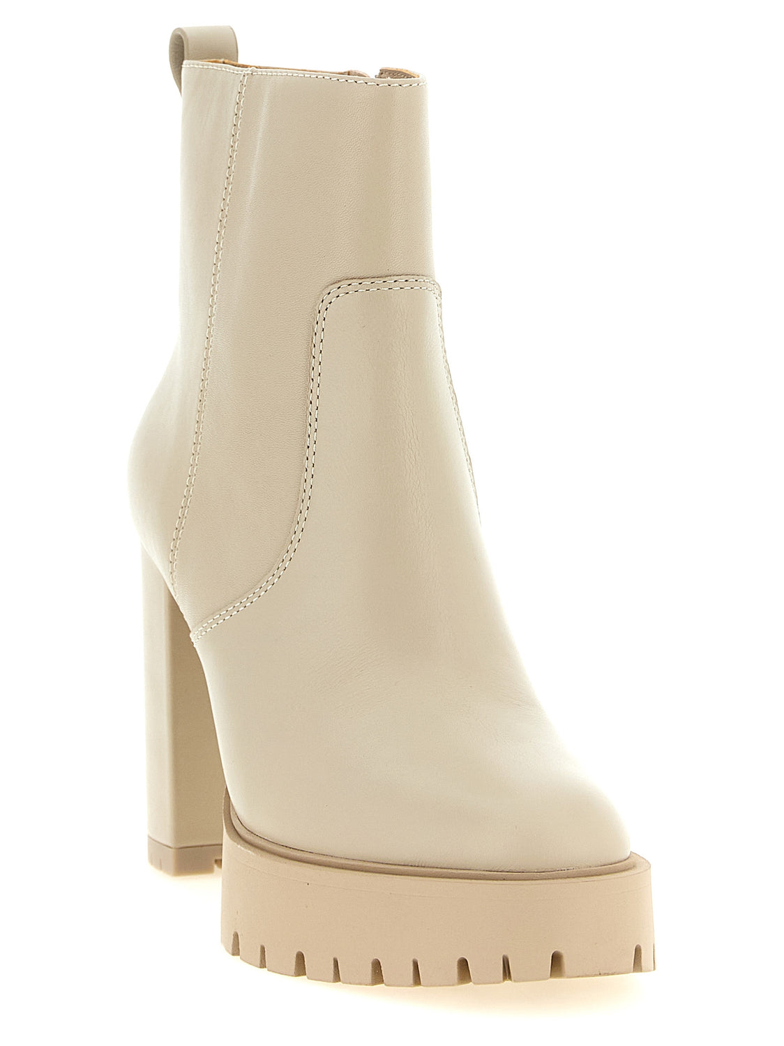 White Cowhide Ankle Boots
