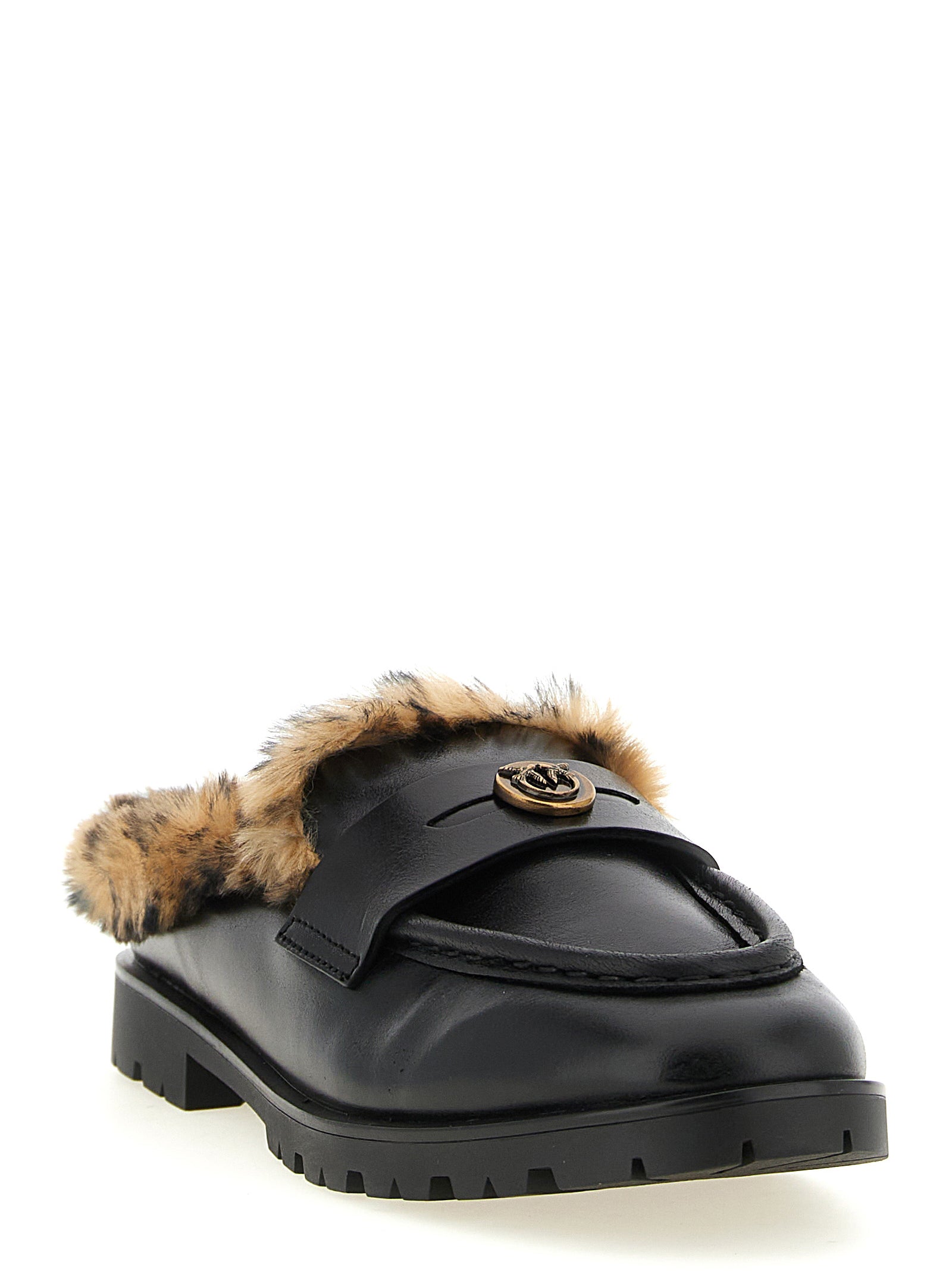 Black Cowhide Mules