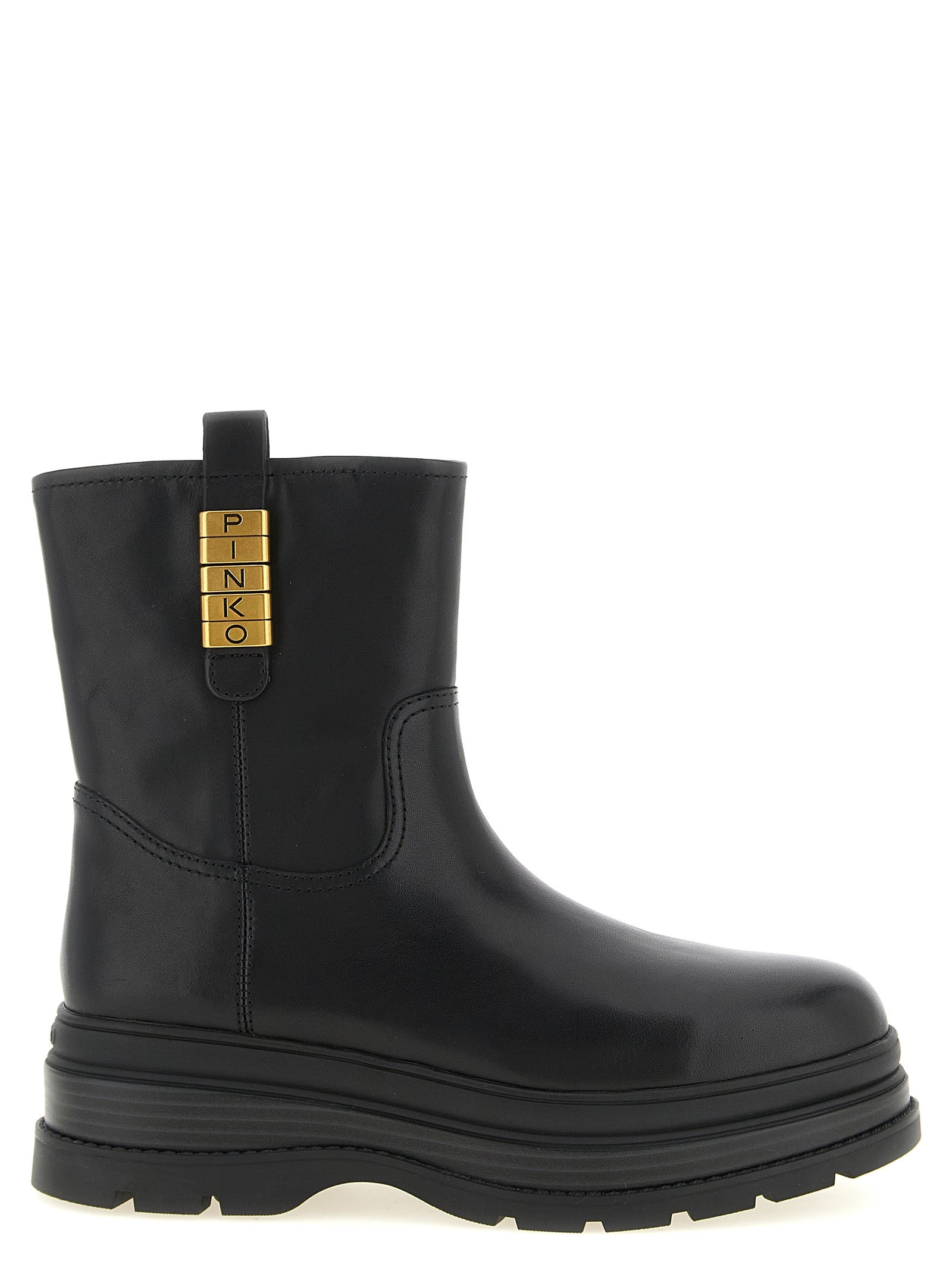 Black Cowhide Ankle Boots