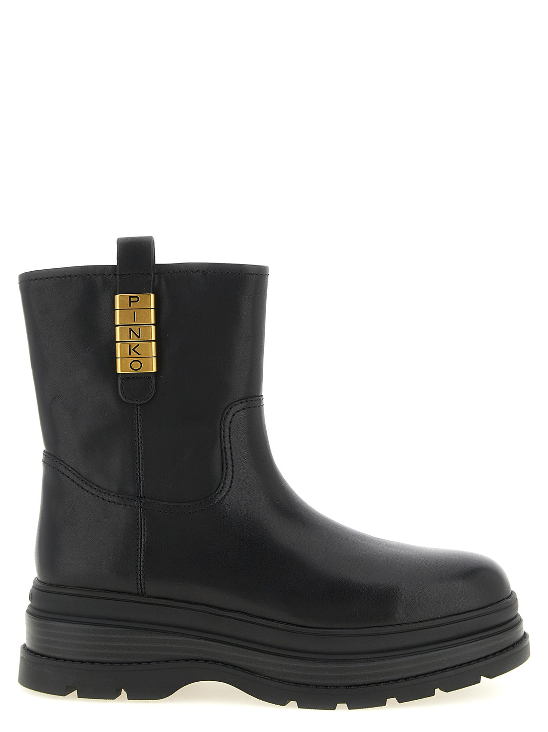 Black Cowhide Ankle Boots
