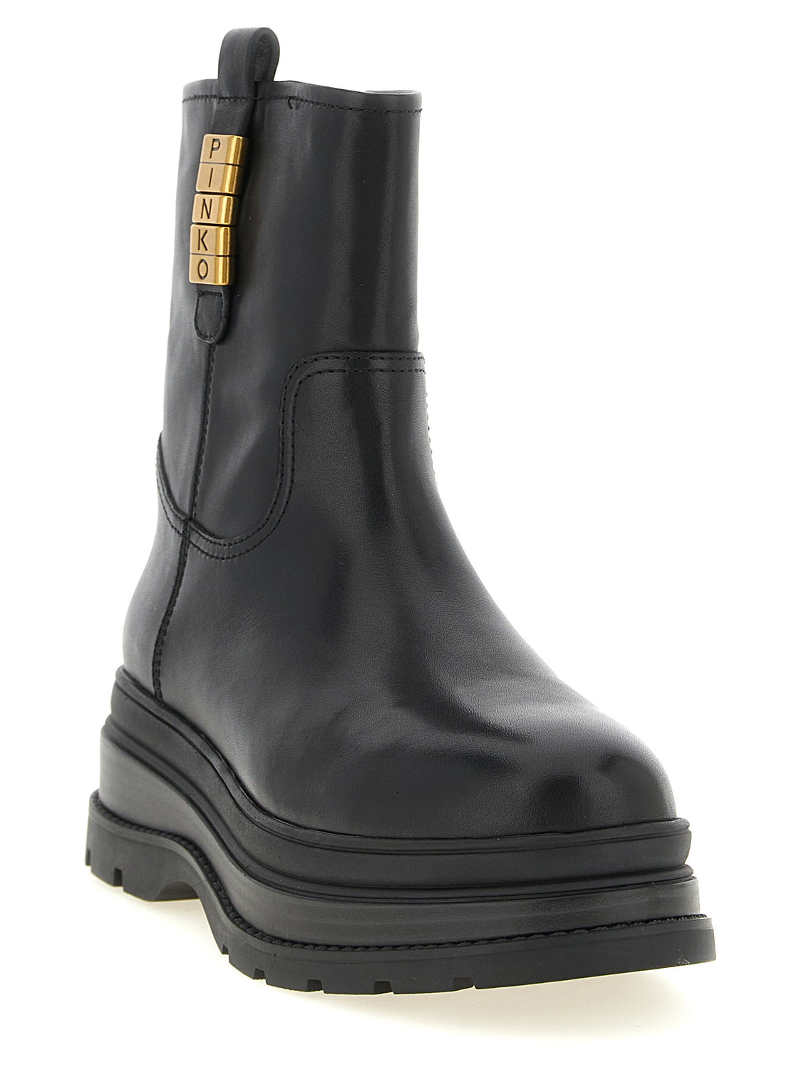 Black Cowhide Ankle Boots
