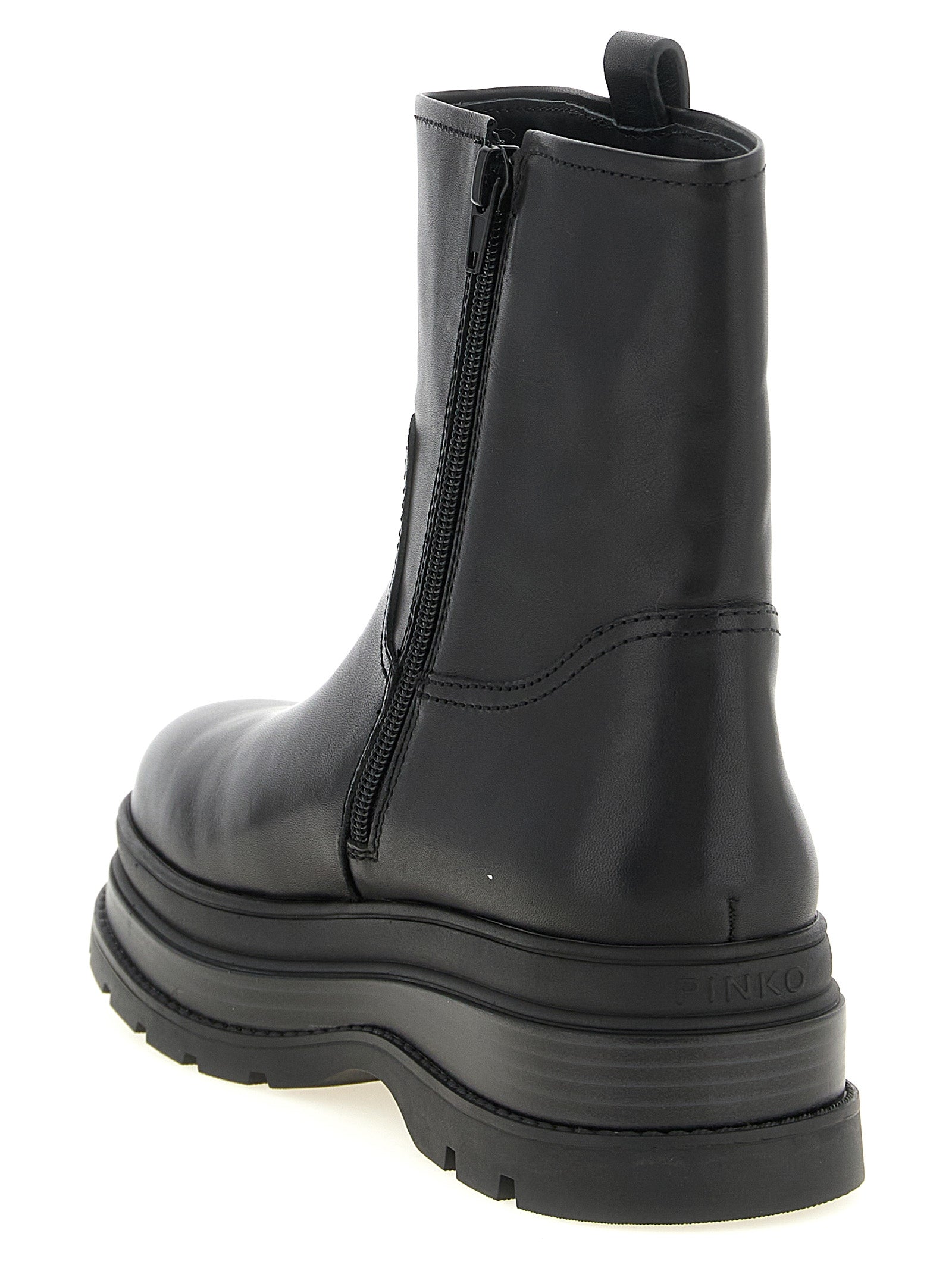 Black Cowhide Ankle Boots