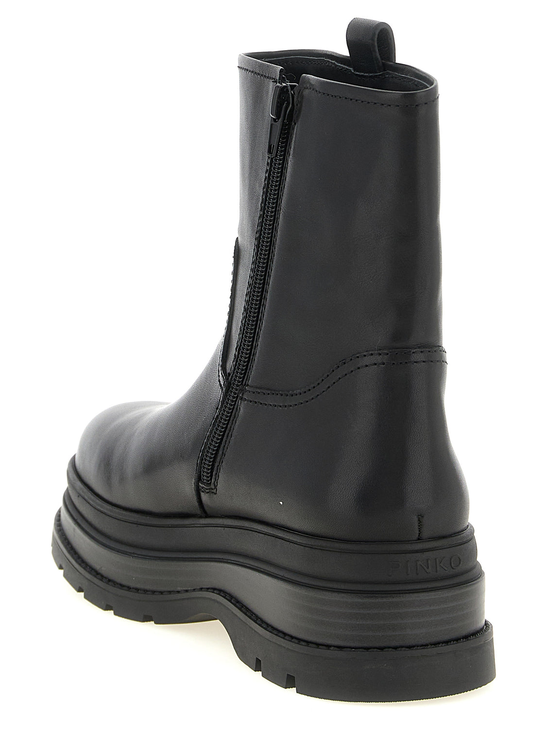 Black Cowhide Ankle Boots