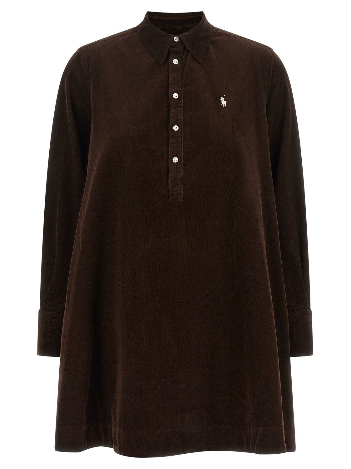 Brown Cotton Short Dress