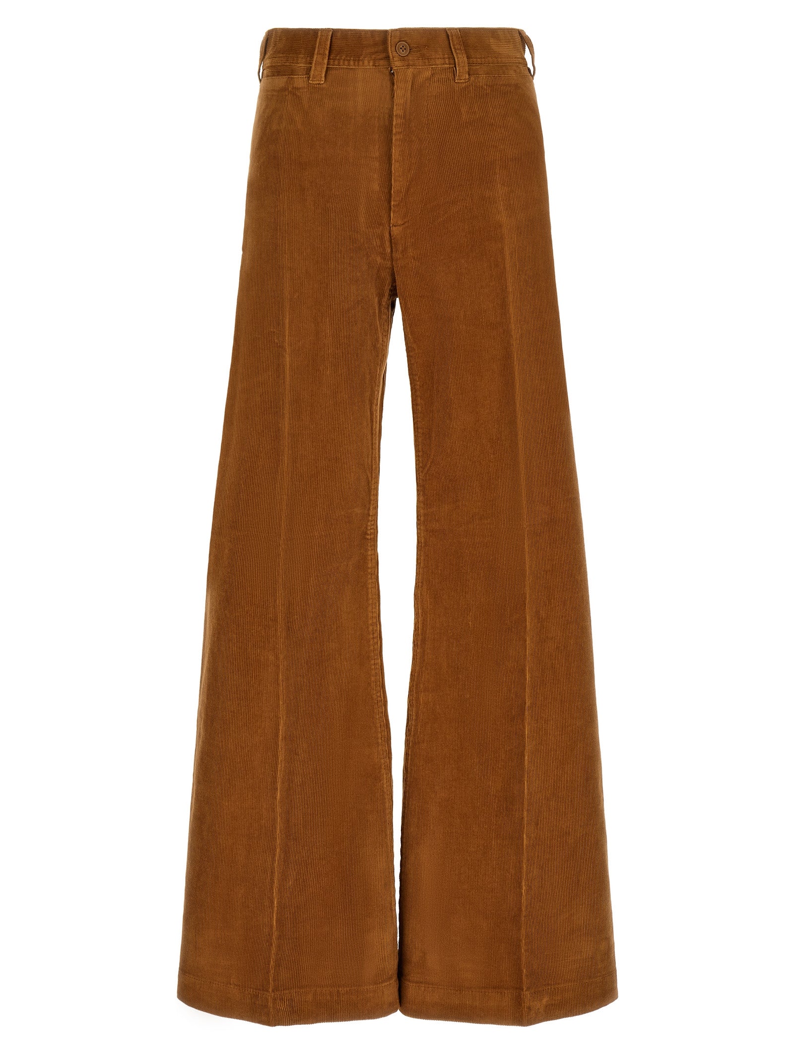Brown Cotton Flared Pants