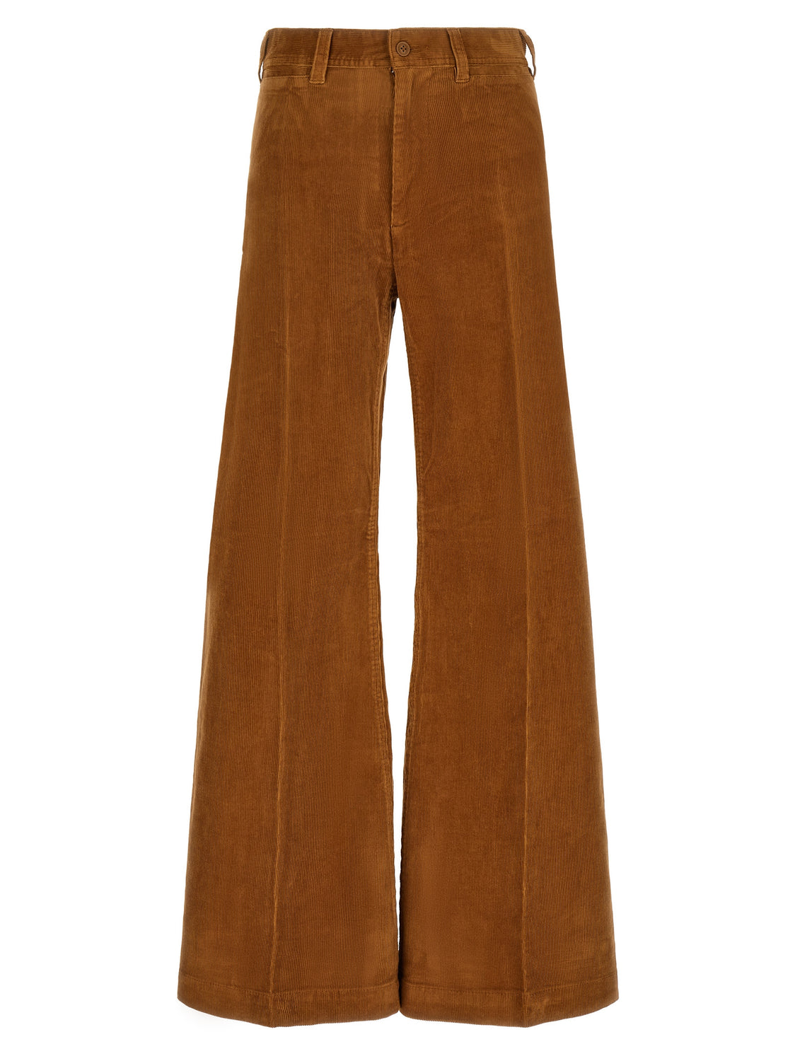 Brown Cotton Flared Pants