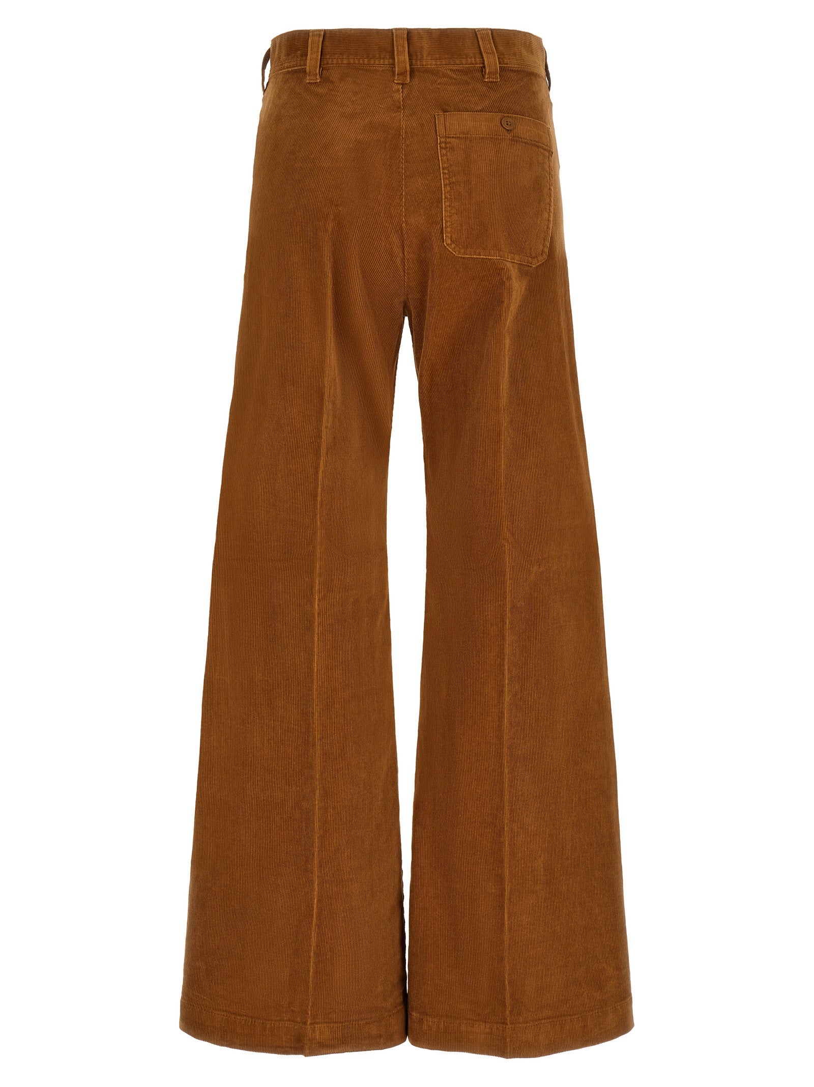 Brown Cotton Flared Pants