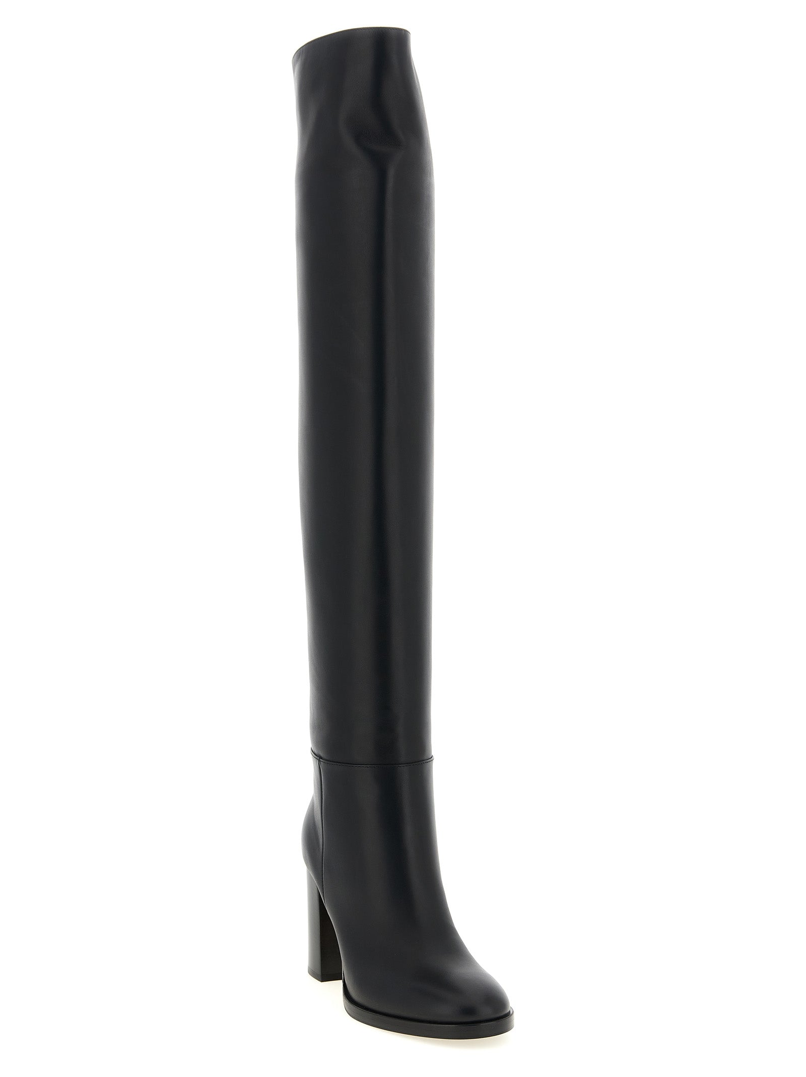 Black Calfskin Over The Knee