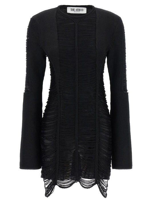 Black Viscose Short Dress