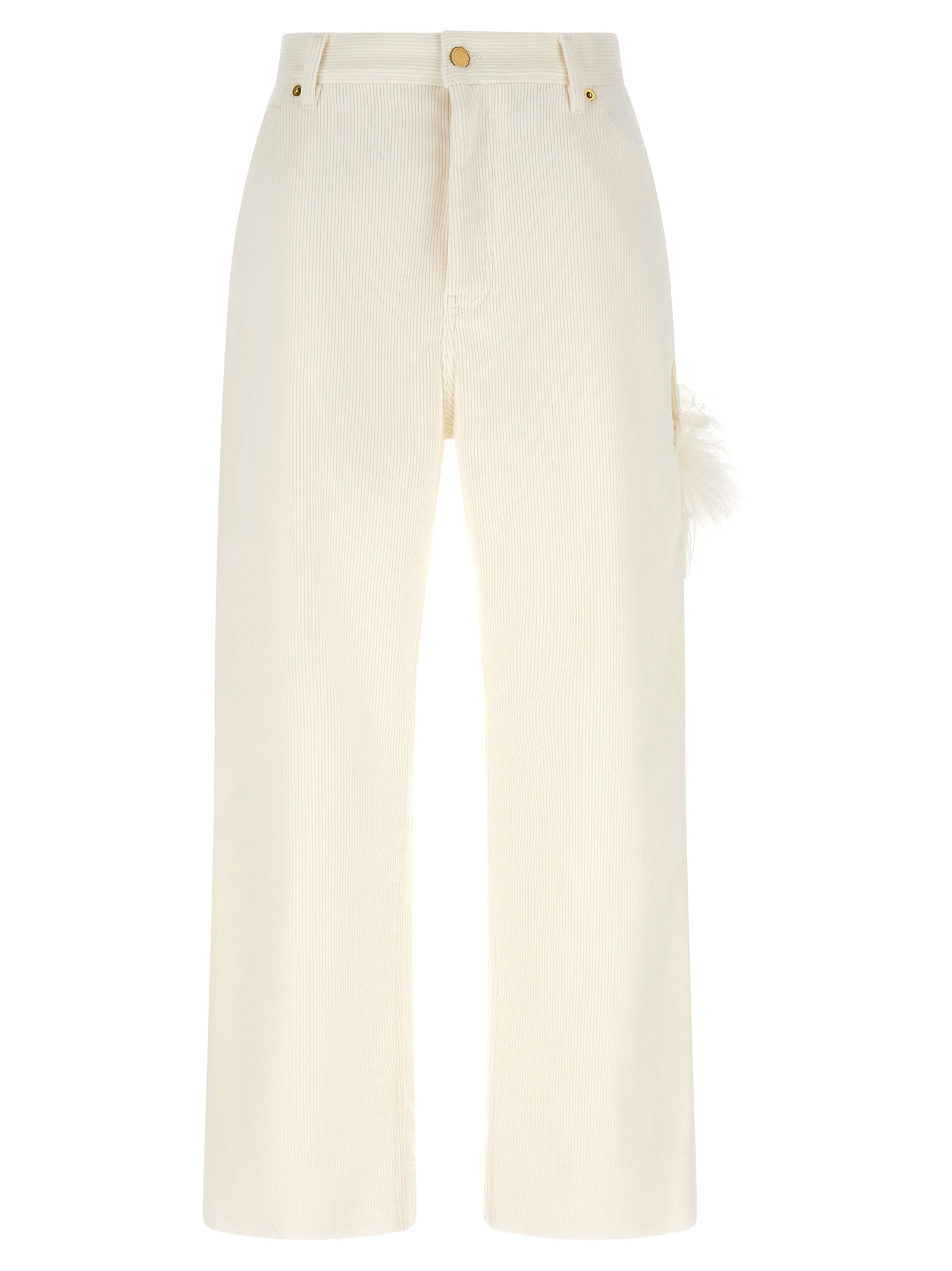 White Cotton Casual Pants