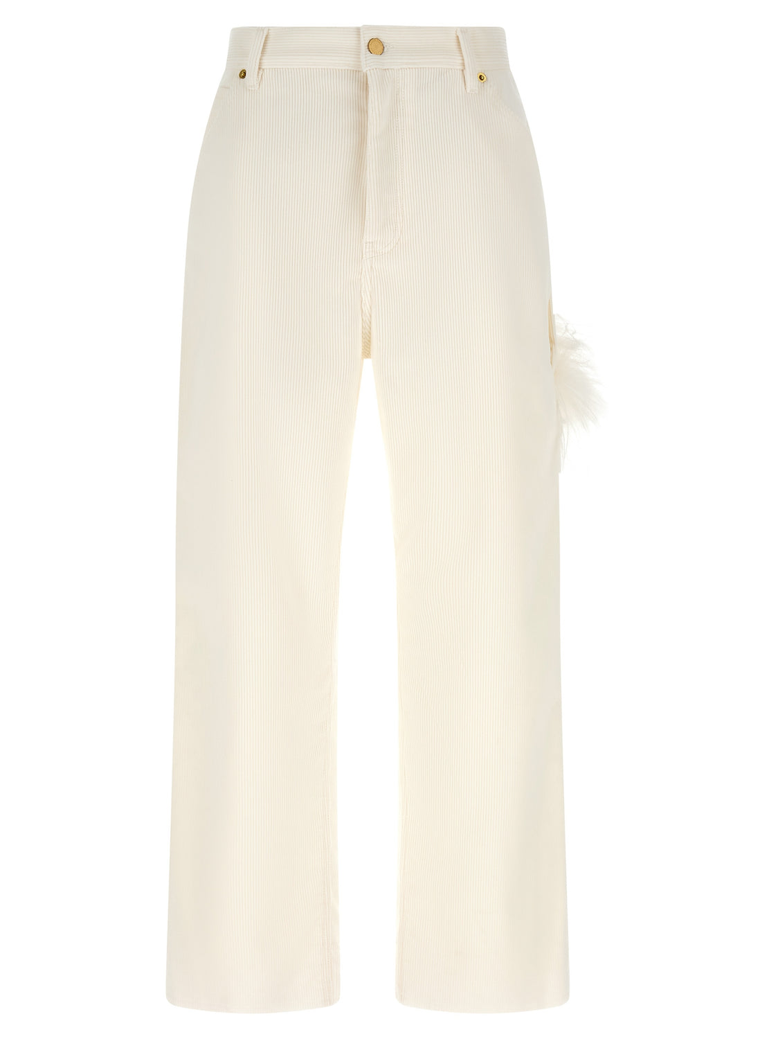 White Cotton Casual Pants