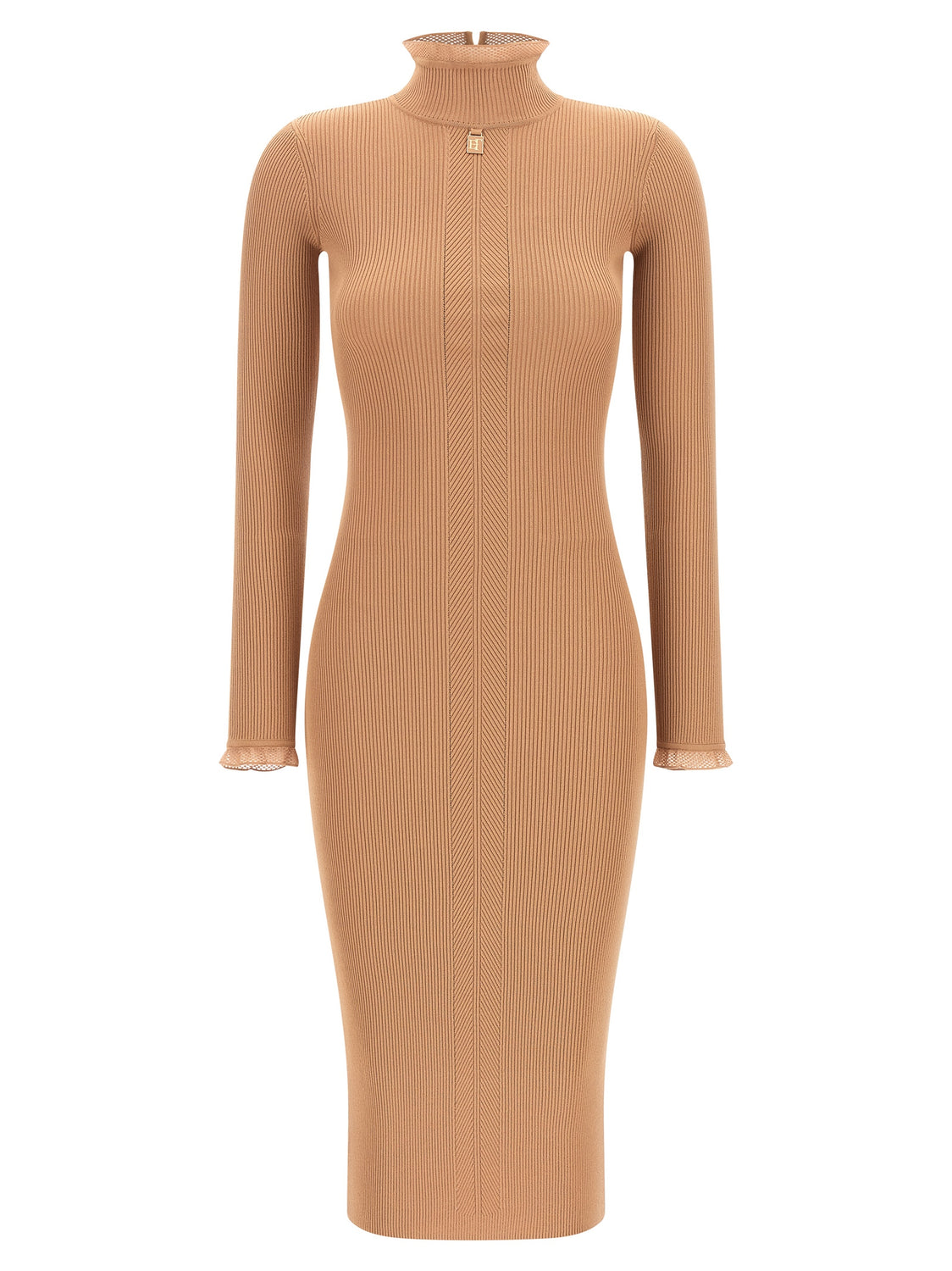 Beige Viscose Midi Dress