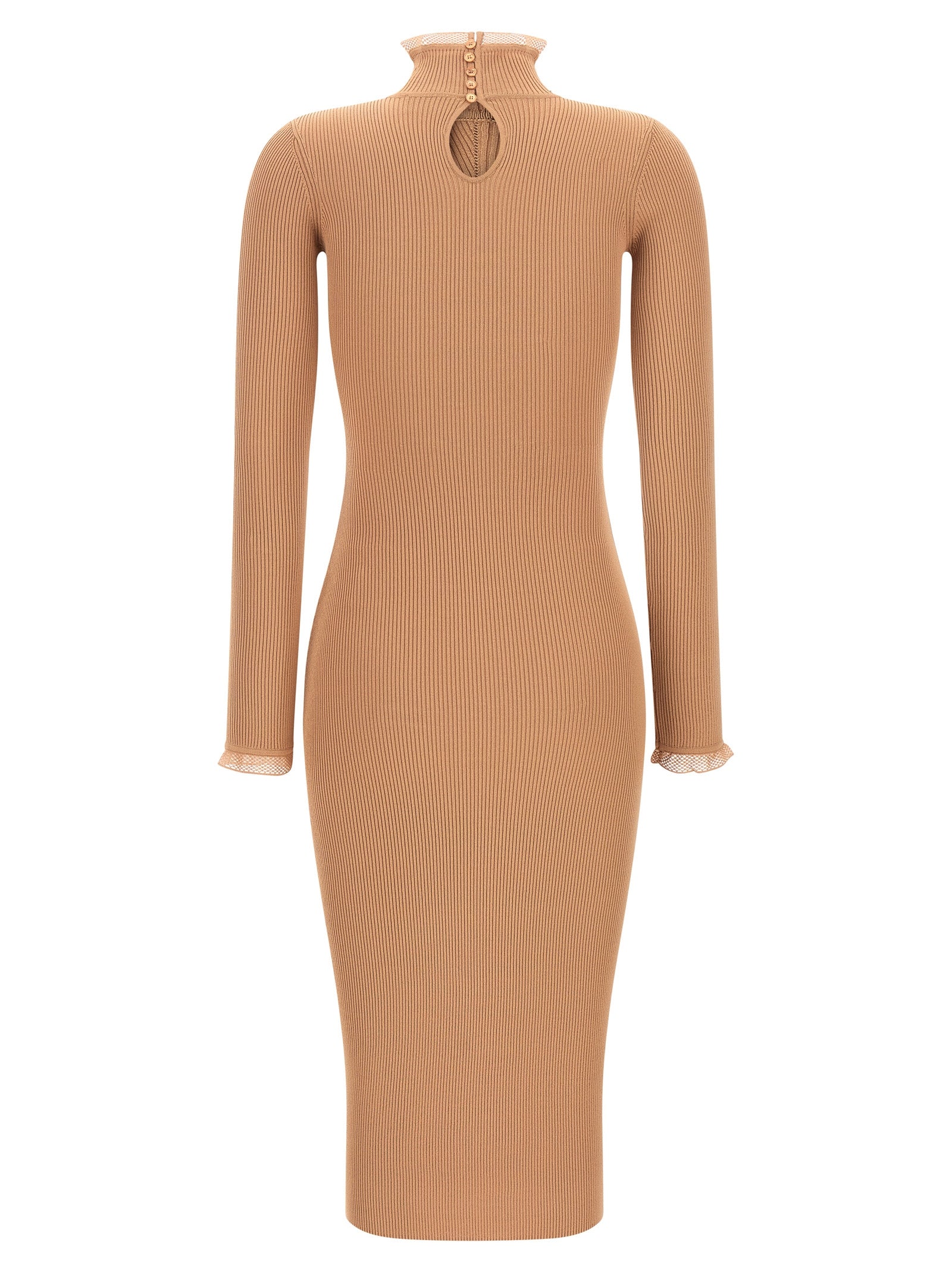 Beige Viscose Midi Dress
