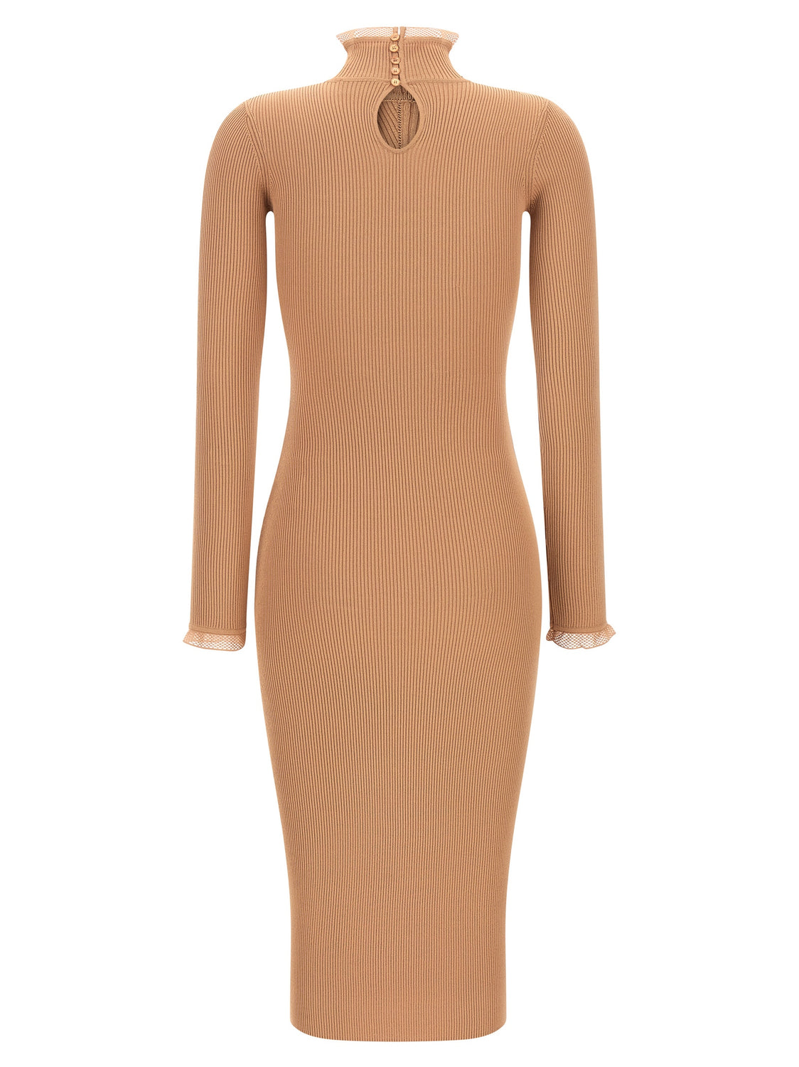 Beige Viscose Midi Dress