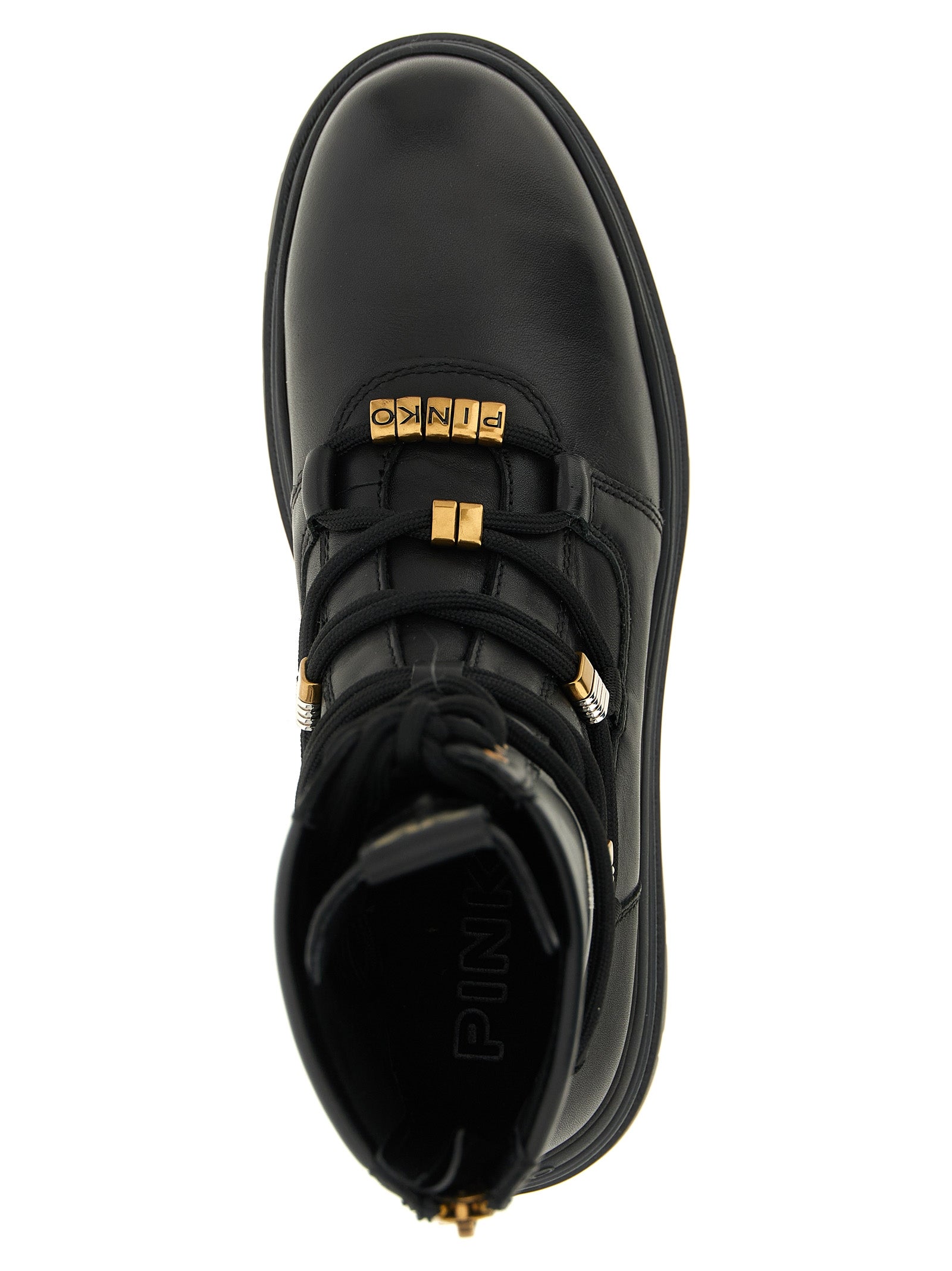 Black Cowhide Lace-Up Boots