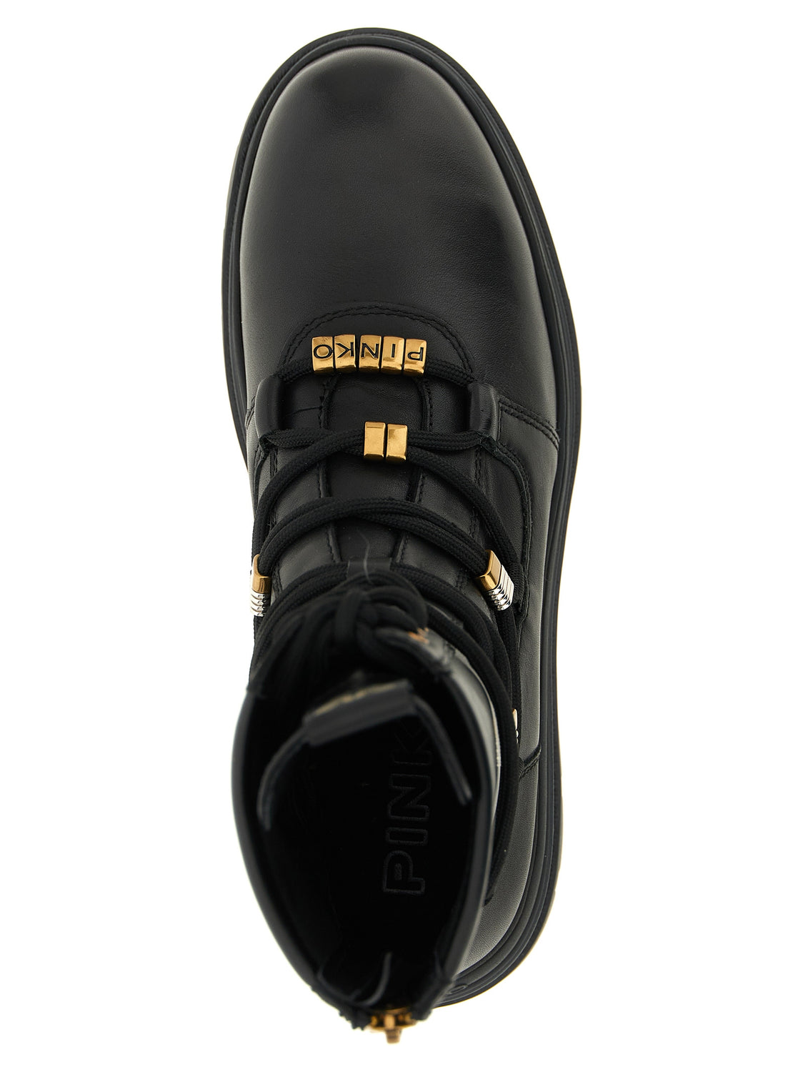 Black Cowhide Lace-Up Boots