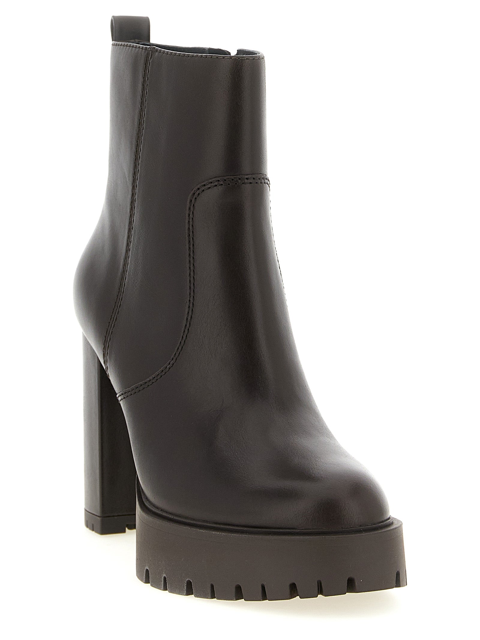 Brown Cowhide Ankle Boots