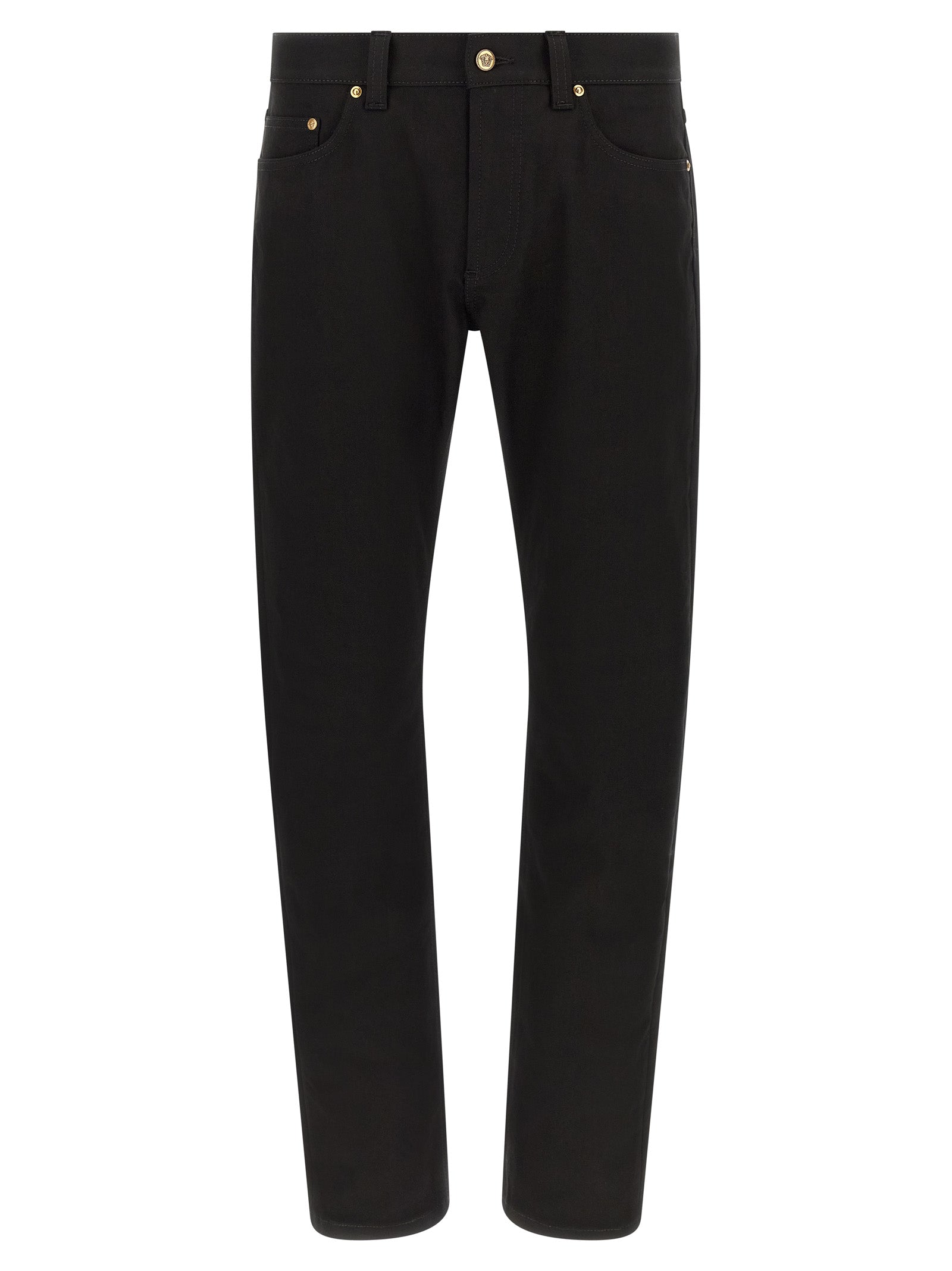 Black Cotton Straight-Leg Jeans