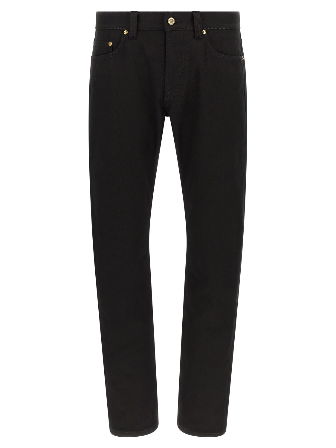Black Cotton Straight-Leg Jeans