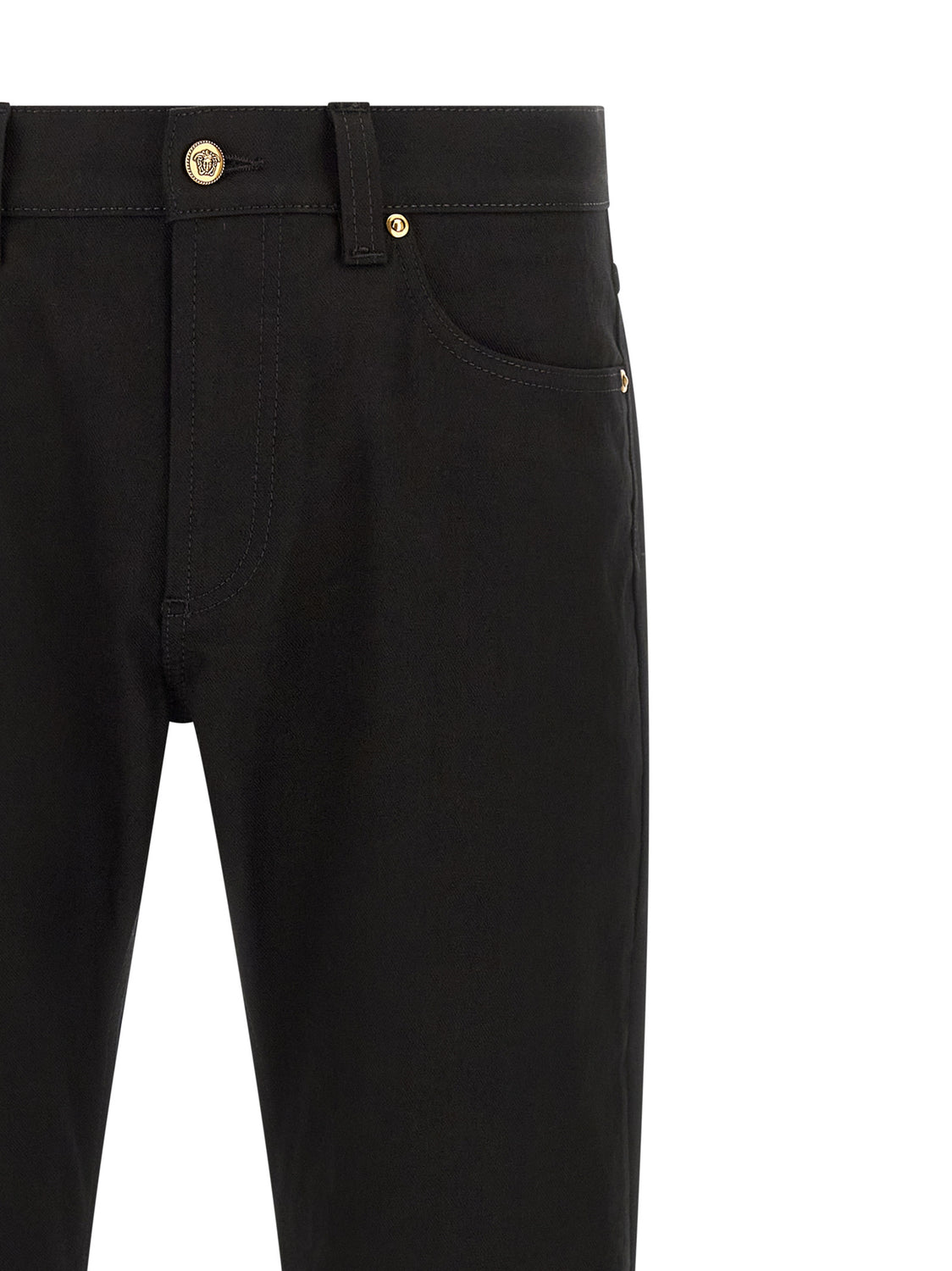 Black Cotton Straight-Leg Jeans