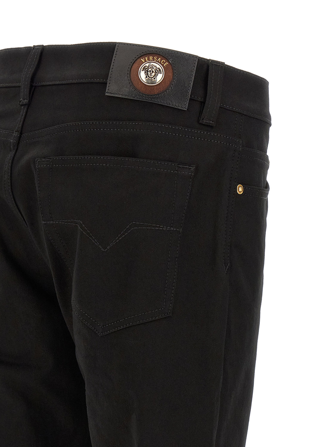 Black Cotton Straight-Leg Jeans