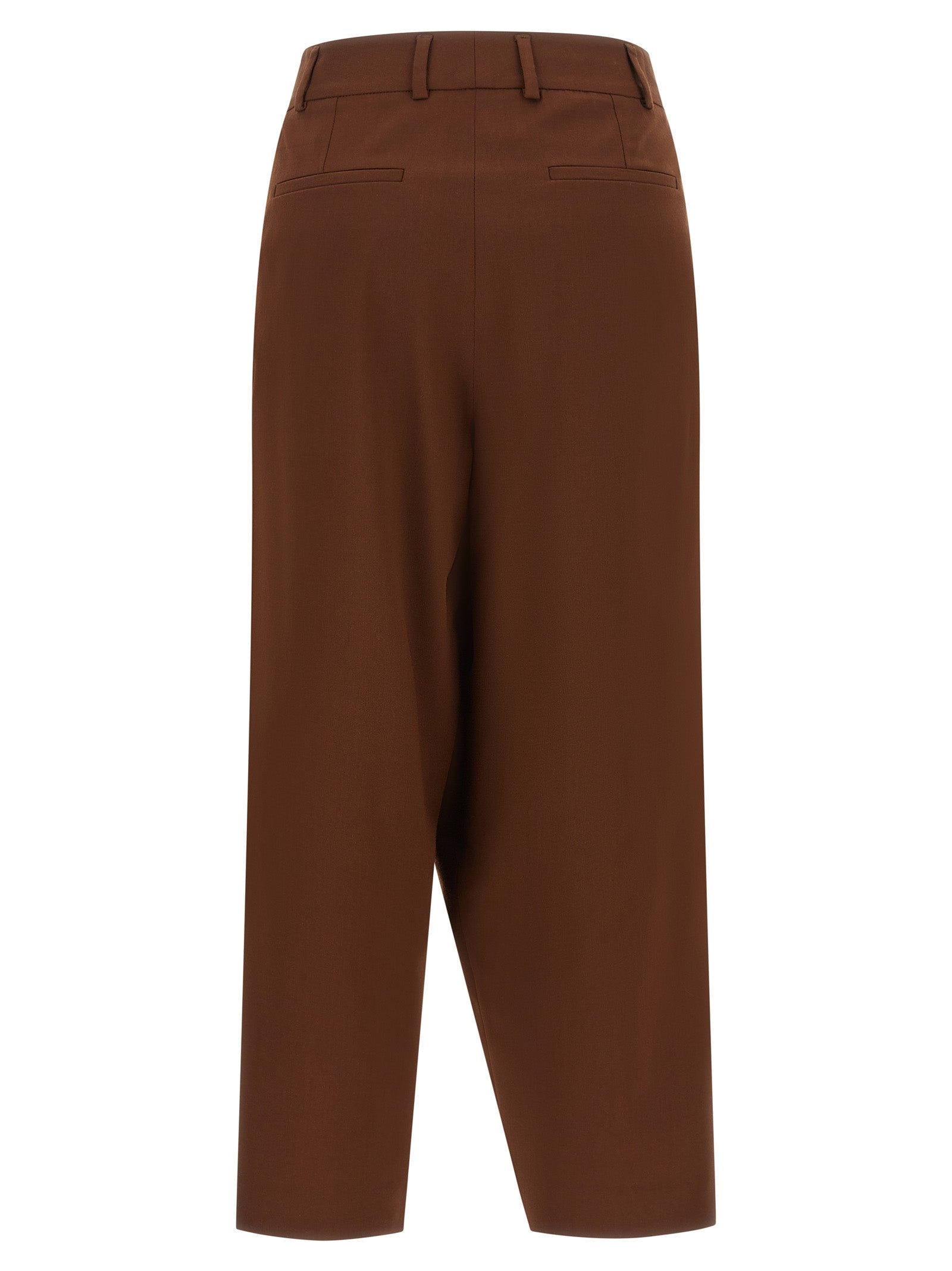 Brown Wool Cropped Pants