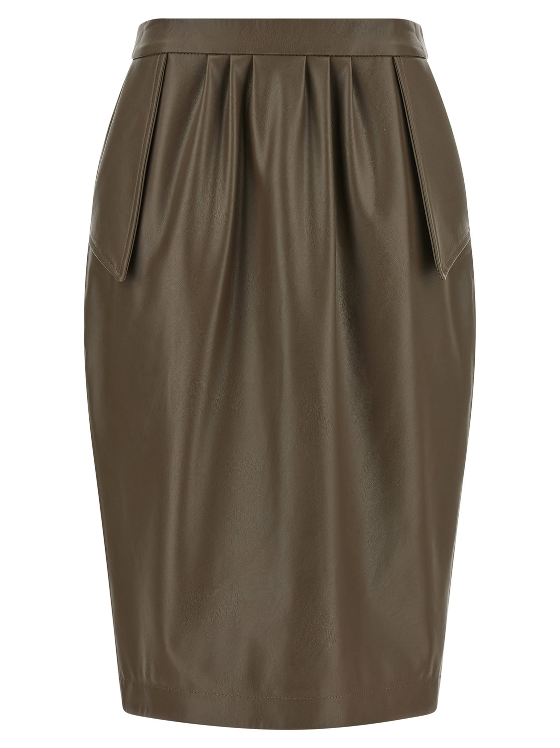 Brown Polyester Midi Skirt