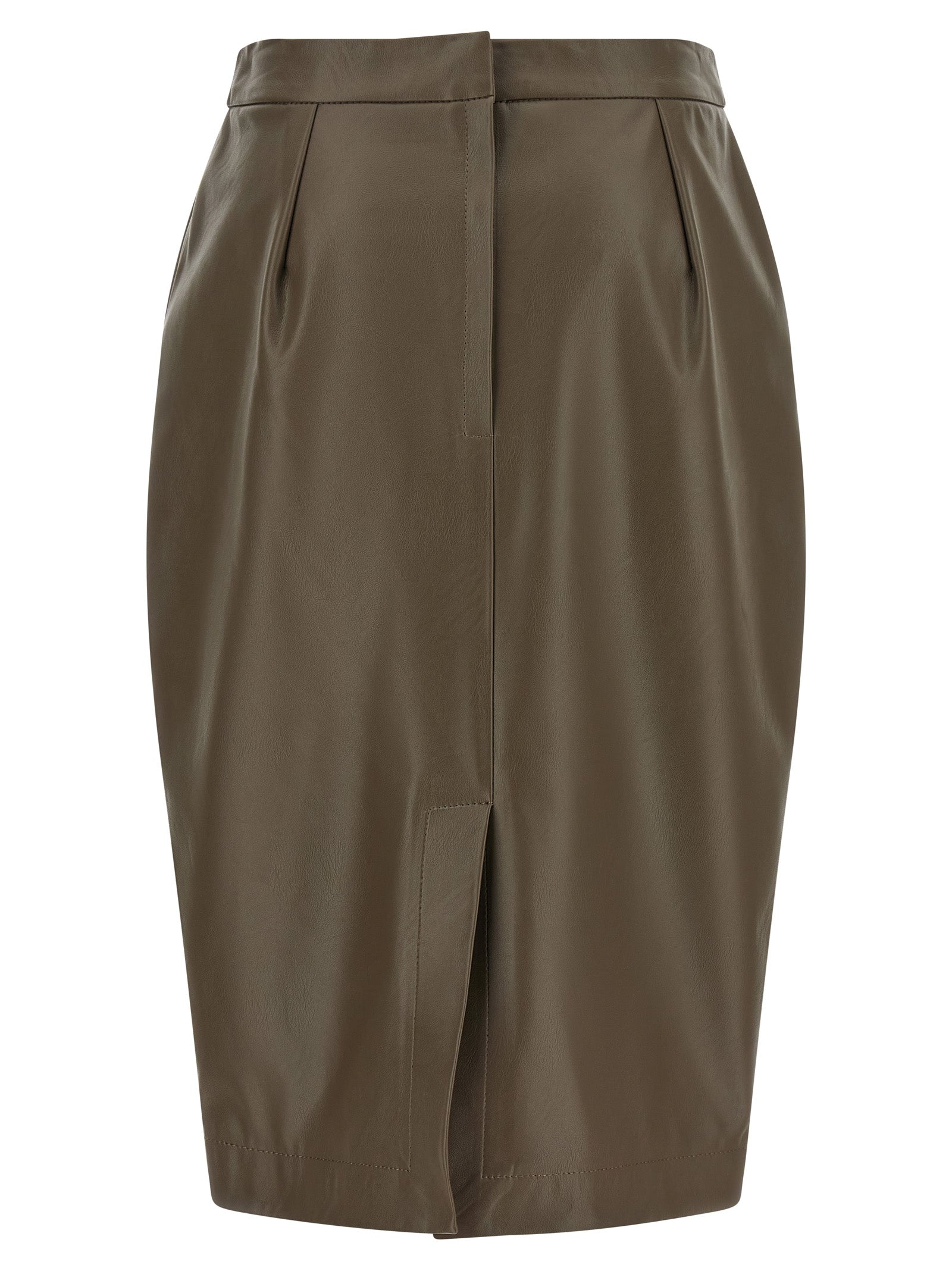 Brown Polyester Midi Skirt