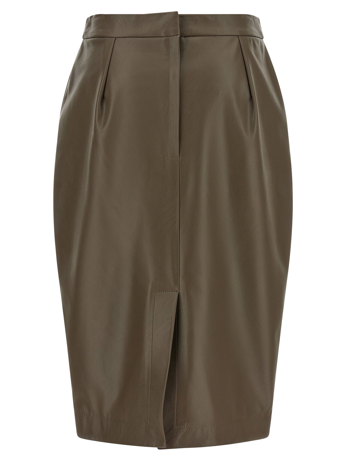 Brown Polyester Midi Skirt