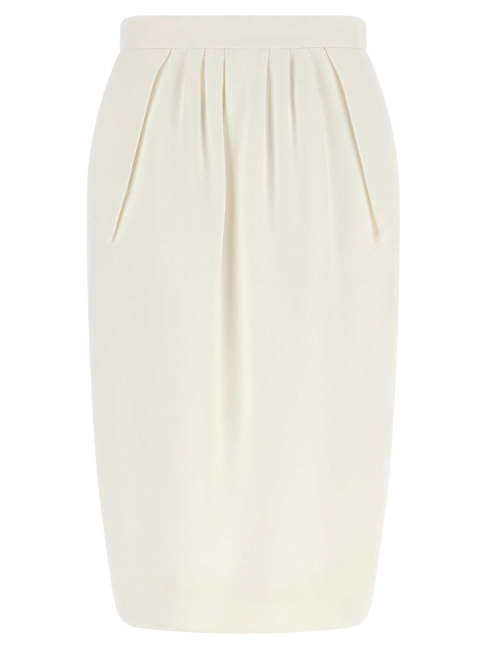 White Polyester Midi Skirt